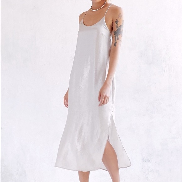 Satin Slip Dress• Grey \ Silver • Party or Casual - Picture 3 of 5